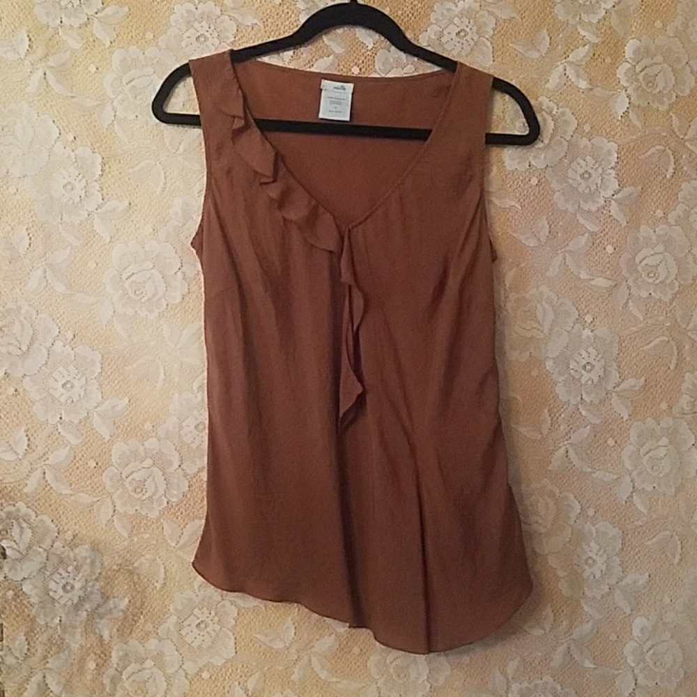 ANTHROPOLOGIE ODILLE TOP BROWN SZ 10